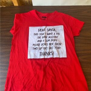 Red Graphic T-Shirt with Santa Message